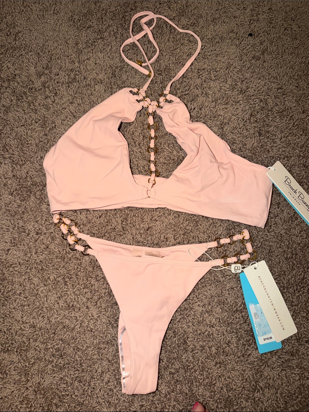 Beach Bunny Pink ireland Halter Bikini Top and Bottom